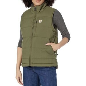 Carhartt Vest Women's MED Olive Green Montana Sherpa Reversible ~ NWOT $130